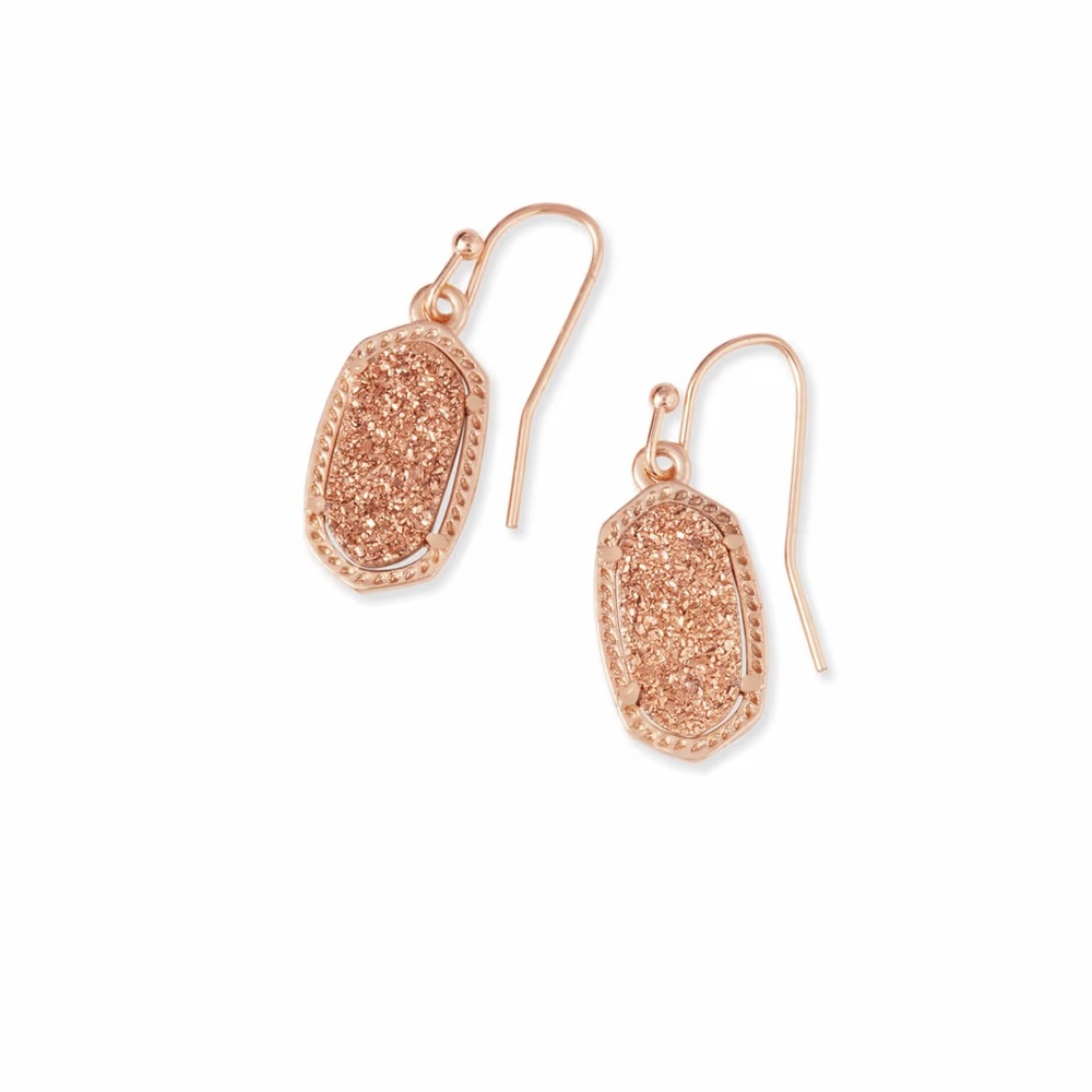 NEW Kendra Scott Elegant Lee Rose Gold Dangle Earrings Rose Gold Drusy